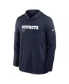 Nike Navy Dallas Cowboys Sideline Pure Fury Performance Long Sleeve Hoodie T-shirt In Blue