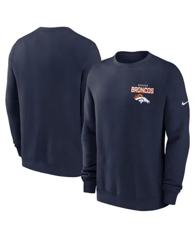 Nike Men's Navy Denver Broncos Primetime Club Fleece Pullover Sweatshirt In Blue