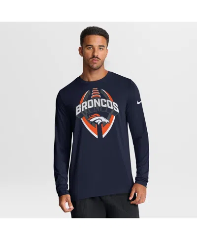 Nike Men's Navy Denver Broncos Primetime Legend Icon Performance Long Sleeve T-shirt In Blue
