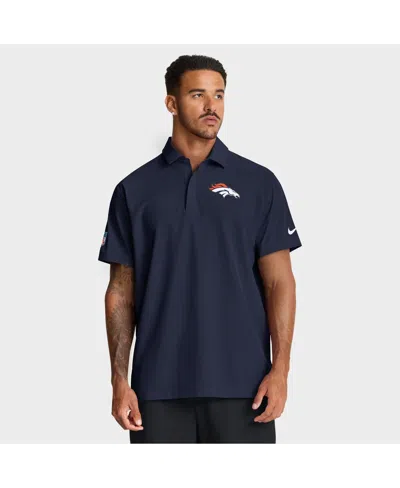 Nike Men's Navy Denver Broncos Sideline City Pride Woven Performance Polo Shirt In Blue