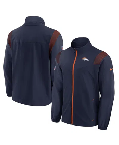 Nike Men's Navy Denver Broncos Sideline Woven Logo Full-zip Jacket In Navy,orange