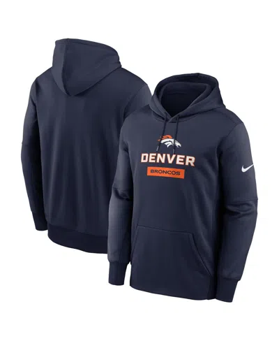NIKE MEN'S NAVY DENVER BRONCOS TOSS SWEEP PERFORMANCE PULLOVER HOODIE
