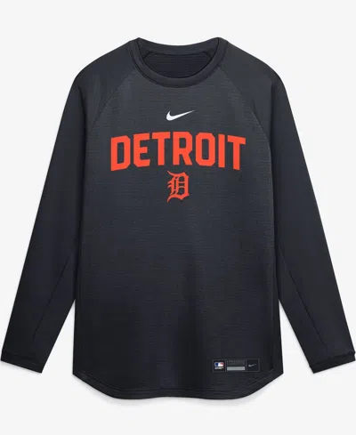 Nike Men's Navy Detroit Tigers Authentic Collection Raglan Dri-fit Sweatshirt In Black