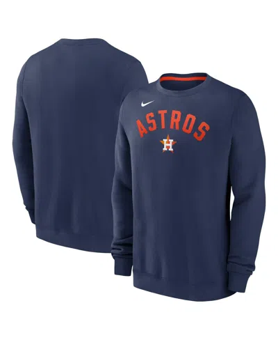 Nike Men's Navy Houston Astros Classic Fleece Performance Pullover Sweatshirt In Navy,orange