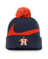 Nike Men's Navy Houston Astros Swoosh Peak Cuffed Knit Hat With Pom In Blue