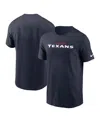 Nike Men's Navy Houston Texans Wordmark Essential T-shirt In Navy