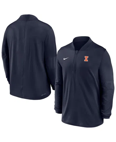 Nike Men's Navy Illinois Fighting Illini Dri-fit Half-zip Pullover Sweatshirt In Blue