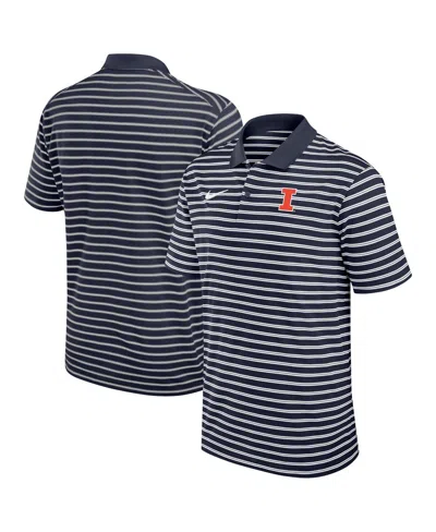 Nike Men's Navy Illinois Fighting Illini Victory Stripe Performance Polo Shirt In Blue