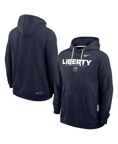 Nike Men's Navy Liberty Flames 2025 Sideline Performance Pullover Hoodie In Blue