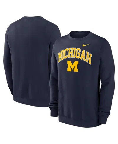 Nike Men's Navy Michigan Wolverines Arch Pullover Sweatshirt In Blue