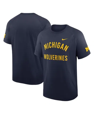 Nike Navy Michigan Wolverines Ready Raglan Premium Performance T-shirt In Blue