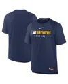 Nike Men's Navy Milwaukee Brewers Authentic Collection Pregame Raglan Performance T-shirt In Navy