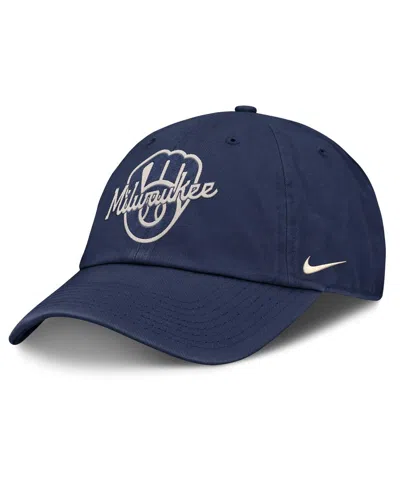 Nike Men's Navy Milwaukee Brewers Statement Club Adjustable Hat In Blue