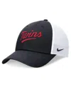 Nike Men's Navy Minnesota Twins Wordmark Adjustable Trucker Hat In Black
