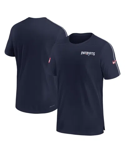 Nike Men's Navy New England Patriots 2024 Sideline Coach Uv Performance T-shirt In Navy,white