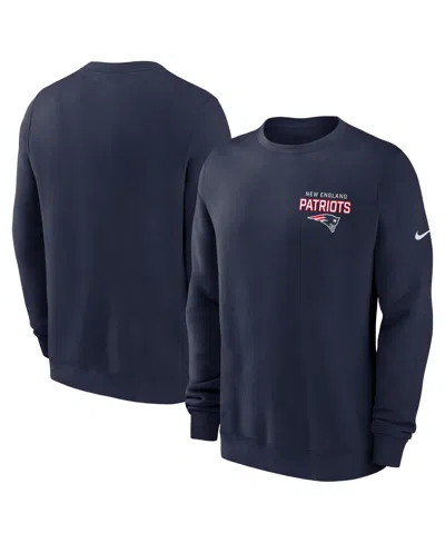 Nike Men's Navy New England Patriots Primetime Club Fleece Pullover Sweatshirt In Blue