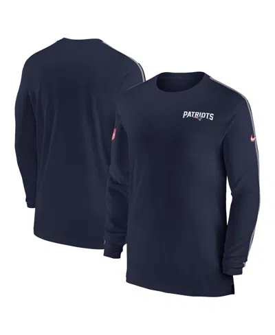 NIKE MEN'S NAVY NEW ENGLAND PATRIOTS SIDELINE COACH UV PERFORMANCE LONG SLEEVE T-SHIRT