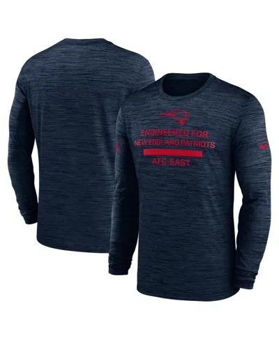 Nike Navy New England Patriots Sideline Velocity Performance Long Sleeve T-shirt In Blue