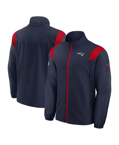 Nike Men's Navy New England Patriots Sideline Woven Logo Full-zip Jacket In Navy,red