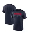 Nike Men's Navy New England Patriots Wordmark Block Sideline Legend Performance T-shirt In Blue