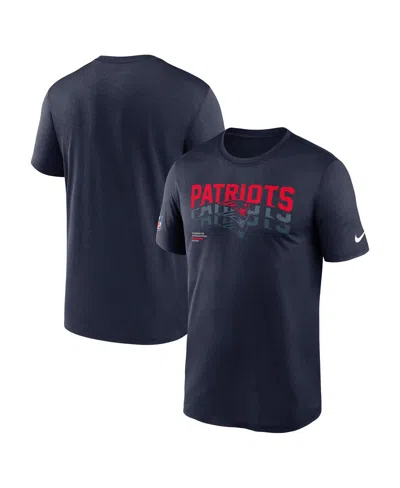 Nike Men's Navy New England Patriots Wordmark Block Sideline Legend Performance T-shirt In Blue