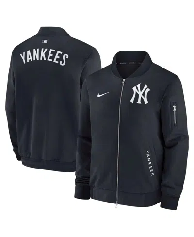 NIKE MEN'S NAVY NEW YORK YANKEES AUTHENTIC COLLECTION DUGOUT FULL-ZIP BOMBER JACKET