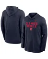 Nike Men's Navy Ole Miss Rebels 2025 Sideline Dri-fit Long Sleeve Hoodie T-shirt In Blue