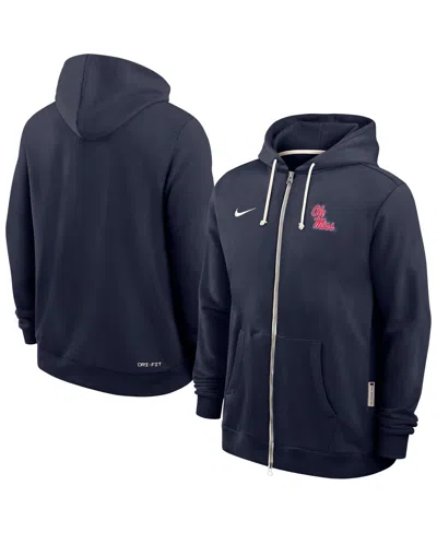 Nike Men's Navy Ole Miss Rebels 2025 Sideline Performance Full-zip Hoodie In Blue