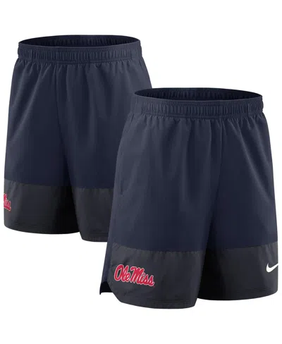 Nike Men's Navy Ole Miss Rebels 2025 Sideline Performance Shorts In Blue
