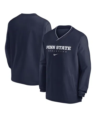 Nike Men's Navy Penn State Nittany Lions 2024 Sideline Pullover Wind Shirt In Navy,white
