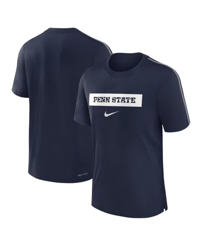Nike Men's Navy Penn State Nittany Lions 2024/25 Sideline Player Performance Tri-blend T-shirt In Navy,white