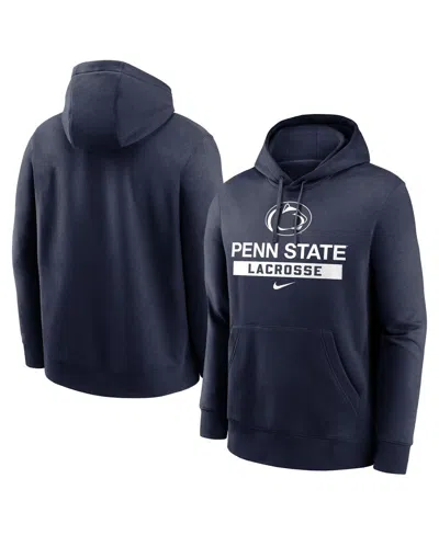 Nike Men's Navy Penn State Nittany Lions Lacrosse Stacked Fleece Pullover Hoodie In Blue