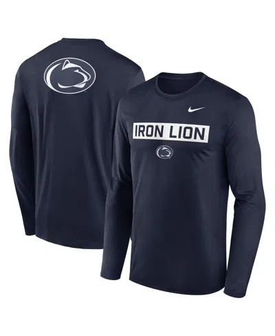 Nike Navy Penn State Nittany Lions Primetime Campus 2-hit Legend Dri-fit Long Sleeve T-shirt In Blue
