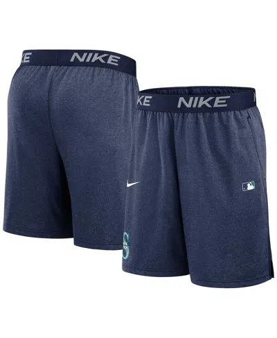 Nike Men's Navy Seattle Mariners Authentic Collection Performance Knit Shorts In Gold
