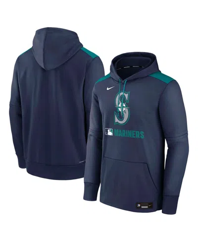 NIKE MEN'S NAVY SEATTLE MARINERS AUTHENTIC COLLECTION PERFORMANCE PULLOVER HOODIE