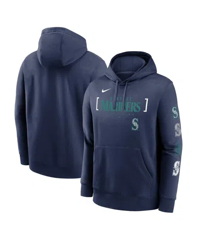 Nike Men's Navy Seattle Mariners Club Stack Pullover Hoodie In Blue