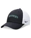 Nike Men's Navy Seattle Mariners Evergreen Wordmark Trucker Adjustable Hat In Pi Blu,wh