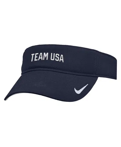 Nike Men's Navy Team Usa Ace Performance Adjustable Visor Hat In Blue