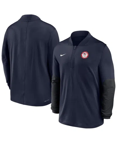 Nike Men's Navy Team Usa Dri-fit Half-zip Pullover Sweatshirt In Blue