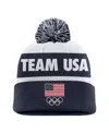 Nike Men's Navy Team Usa Peak Cuffed Pom With Knit Hat In Blue