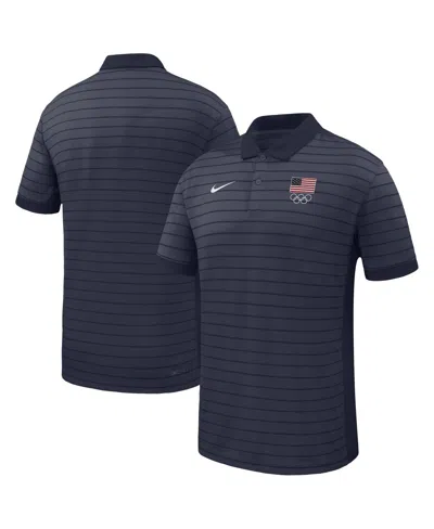 Nike Men's Navy Team Usa Team Victory Stripe Polo Shirt In Blue