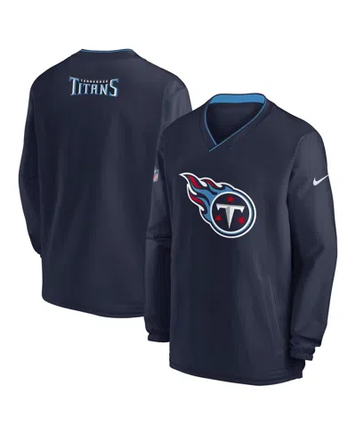 Nike Men's Navy Tennessee Titans 2023/24 Sideline Repel V-neck Long Sleeve Pullover Windshirt In Blue