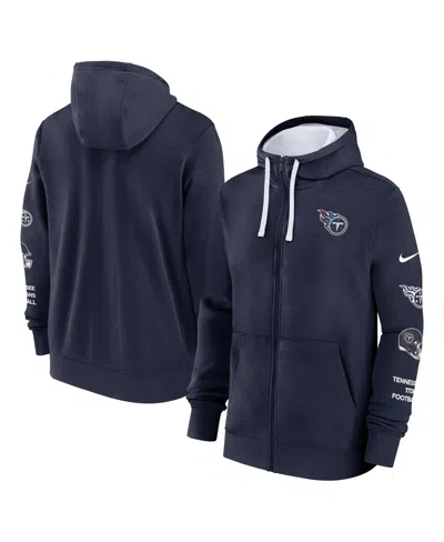 Nike Men's Navy Tennessee Titans Club Full-zip Hoodie Jacket In Blue