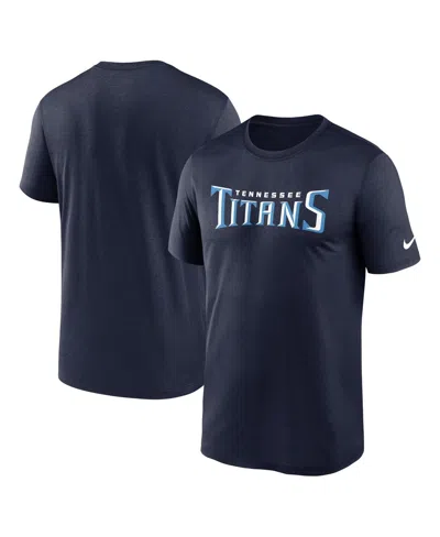 NIKE MEN'S NAVY TENNESSEE TITANS PRIMETIME LEGEND WORDMARK PERFORMANCE T-SHIRT