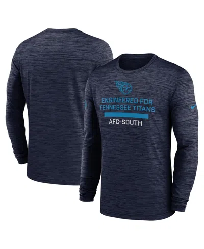 Nike Men's Navy Tennessee Titans Sideline Velocity Performance Long Sleeve T-shirt In Blue