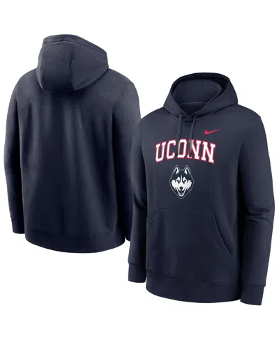 Nike Men's Navy Uconn Huskies Club Pullover Hoodie In Blue