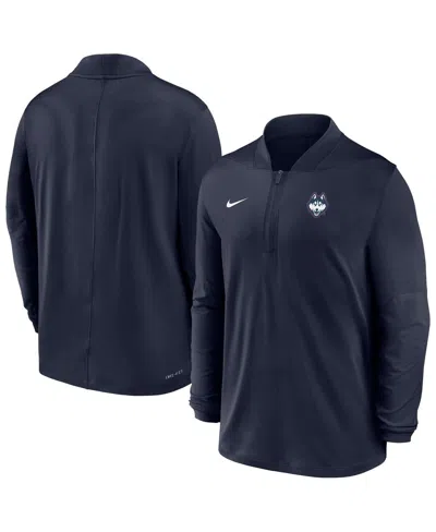 Nike Men's Navy Uconn Huskies Dri-fit Half-zip Pullover Sweatshirt In Blue
