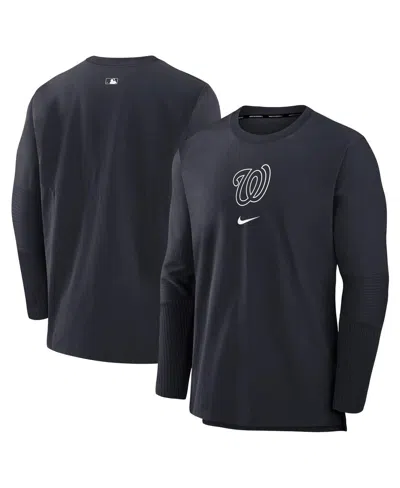 Nike Men's Navy Washington Nationals Authentic Collection Player Performance Pullover Sweatshirt In Pitblu,pb