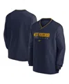 Nike Men's Navy West Virginia Mountaineers 2024 Sideline Pullover Windshirt In Navy,gold