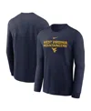 Nike West Virginia Sideline  Men's Dri-fit College Long-sleeve T-shirt In Blue